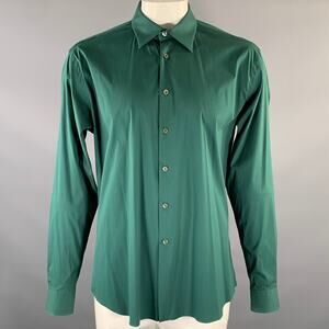 PRADA Size XL Green Cotton Blend Long Sleeve Shirt
